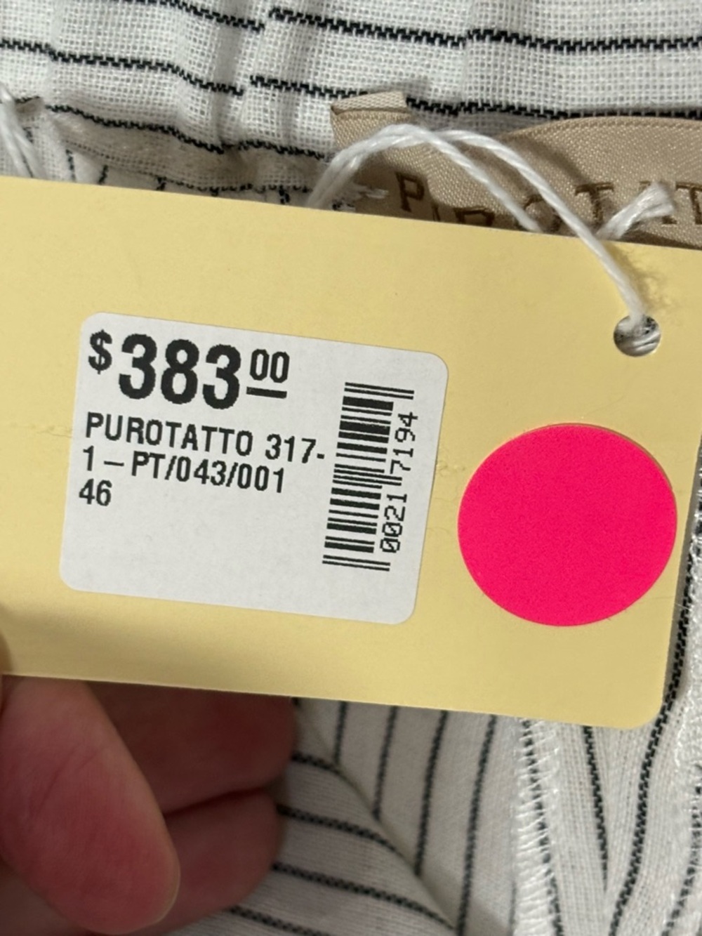 NWT PUROTATTO Striped Wide Leg Cotton Linen Trousers in White and Gray Sz 46/10 - Picture 7 of 11